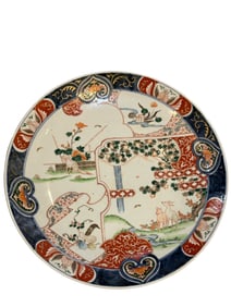 Large MEIJI JAPANESE PORCELAIN IMARI CHARGER 18” HAND PAINTED