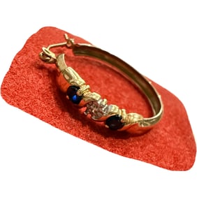 10K Gold Hoop Earrings With Stones