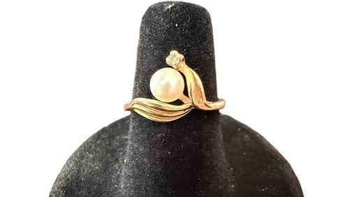 14k Gold Ring with Pearl Accent