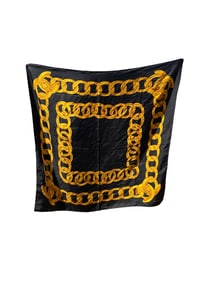 Vintage CHANEL Silk Scarf  Gold Chain Link 38” Square Scarf