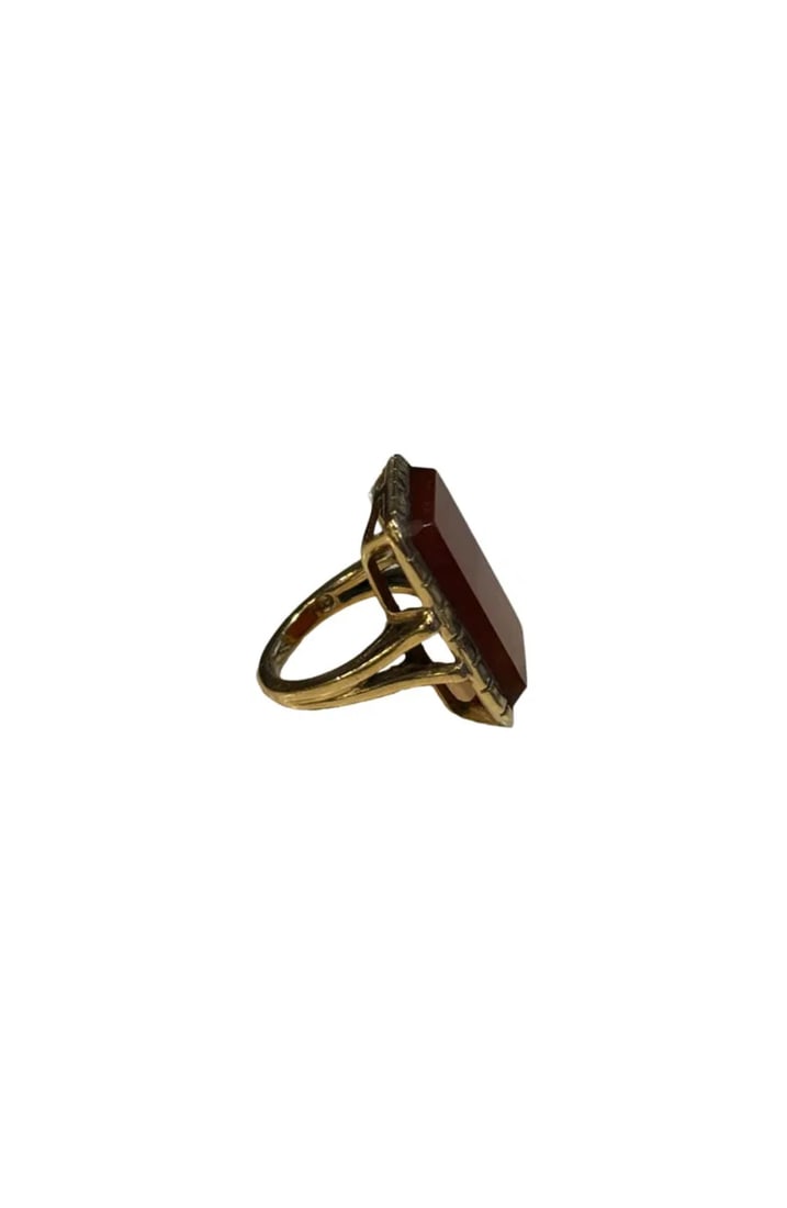 14K Yellow Gold Antique Art Deco Ring With Sardonyx Stone / Possibly made by Erwin Rue (1 of 5)