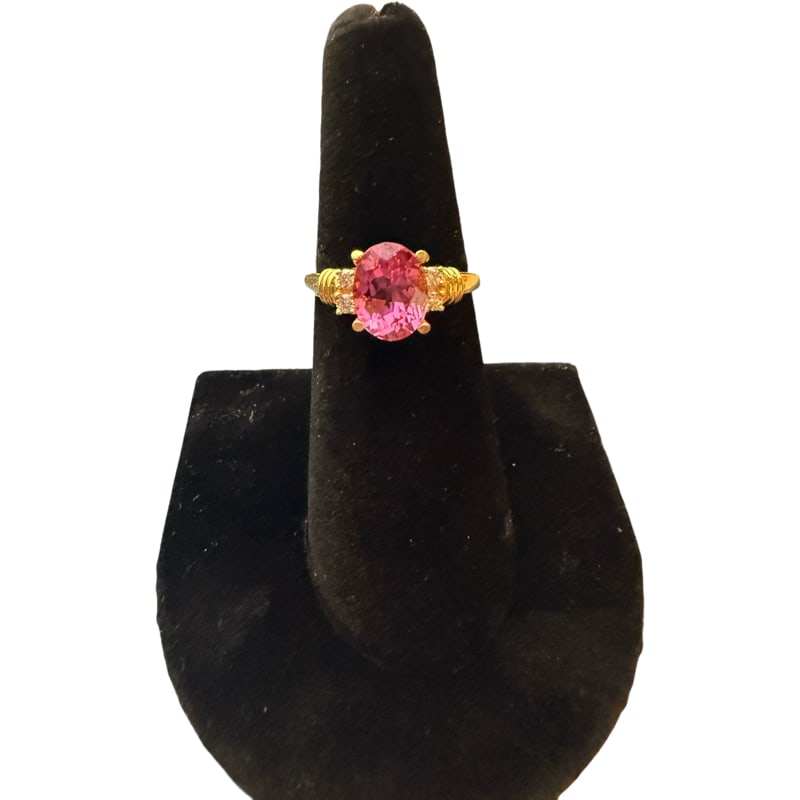 14K Yellow Gold with Pink Tourmaline Stone and Diamonds (1 of 5)