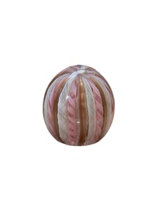 Vintage Murano Fratelli Toso Zanfirico Latticino Pink, White and Gold Crown Glass Paperweight