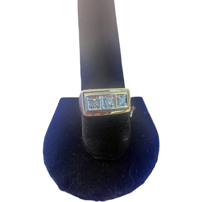 10K Gold Mens Ring with 3 Diamonds (1 of 5)