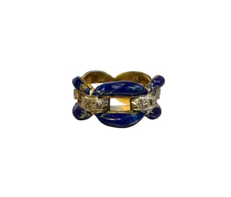 18K Gold Cartier Blue Enamel Ring