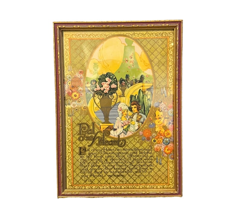 Antique G.L. Salisbury 'Pal O' My Heart' Framed Picture Poem 1926 (1 of 4)