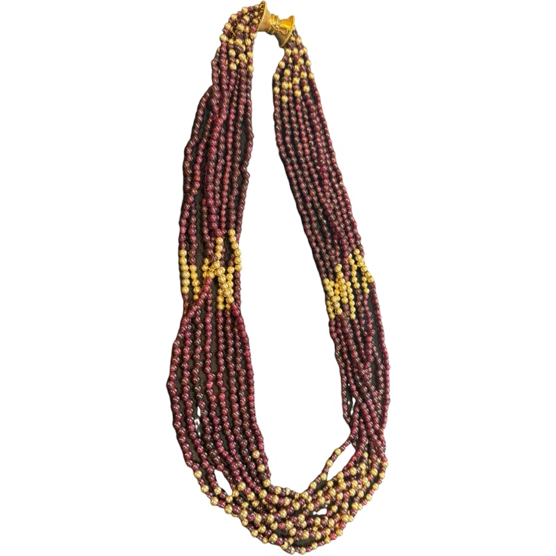 14K Gold and Garnet Bead, 8 Strand Necklace (1 of 5)
