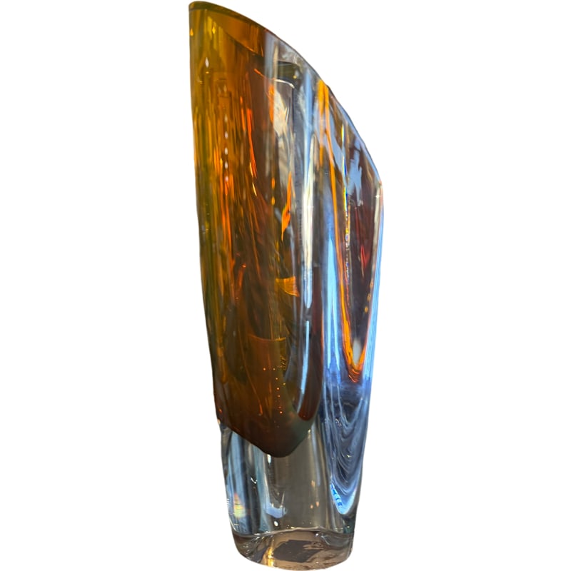 Goran Warff for Kosta Boda Glass Vase: Goran Warff for Kosta Boda Glass Vase. Orange hue. Measurements: 9.5"H **IN HOUSE SHIPPING offered on this lot