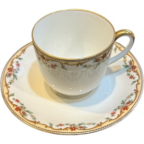 Limoges Tea Cups and Saucers - 'Meuse' Pattern by Vignaud set of 6
