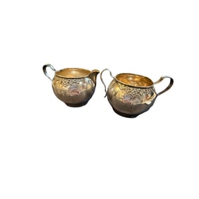 Sterling Silver LRB Lunt Rogers Bowlen Creamer and Sugar Set - Tea Set