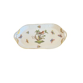 Herend Hungary Porcelain Handpainted "Rothschild Bird" Sandwich Tray