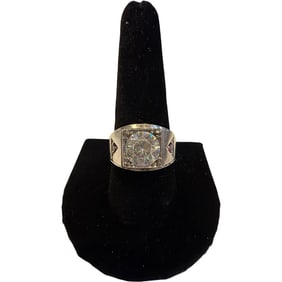 14K Gold Mens Ring - Synthetic Stones