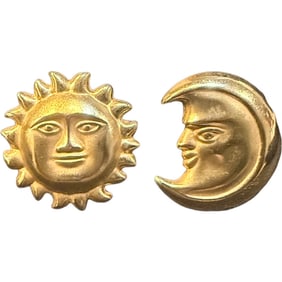 14K Gold Sun and Moon Earrings