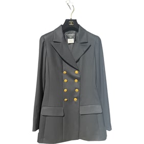 Chanel Double Breasted Jacket Black 96 A