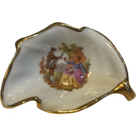 Vintage Limoges Painted Leaf Shaped Trinket Dish