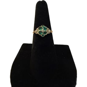 Vintage Emerald 18K Gold Ring - 6.5