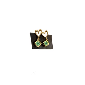 14K Gold Jadeite Heart Earrings