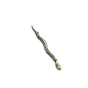 Early Victorian 18K Gold and Sterling Silver Serpent Snake Pin With Diamonds