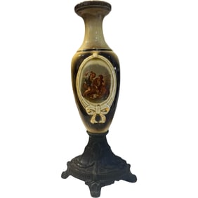 Neoclassical Antique Cameo Painted Vase Scenic
