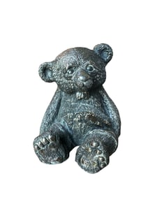 Sterling Silver Clad Surface Teddy Bear Figurine 3D Figure, Marked 925