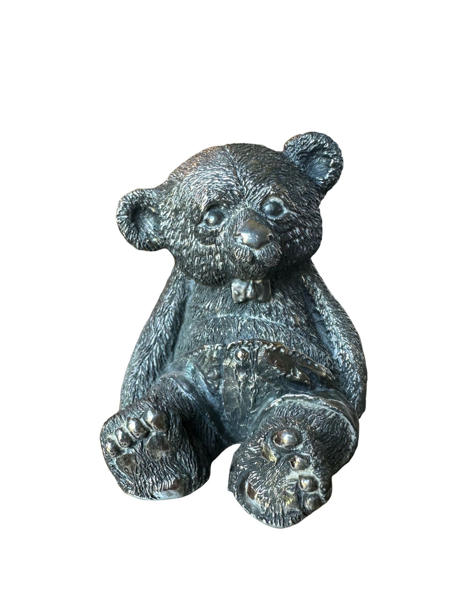 Sterling Silver Clad Surface Teddy Bear Figurine 3D Figure, Marked 925 (1 of 5)