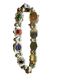 Victorian Style Multi-Stone, 14k Slide Bracelet