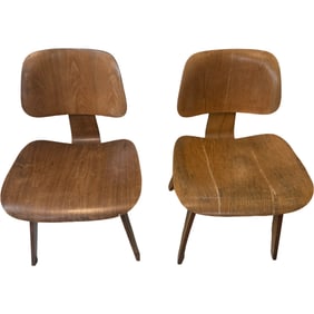 Pair of Mid Century Herman Miller Furniture Designed by Charles Eames Molded Plywood Chairs