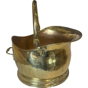Vintage Large Brass Fireplace Coal Bucket