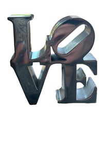 Vintage Robert Indiana "LOVE" Pop Art Sculpture Chrome Silver Tone Paperweight