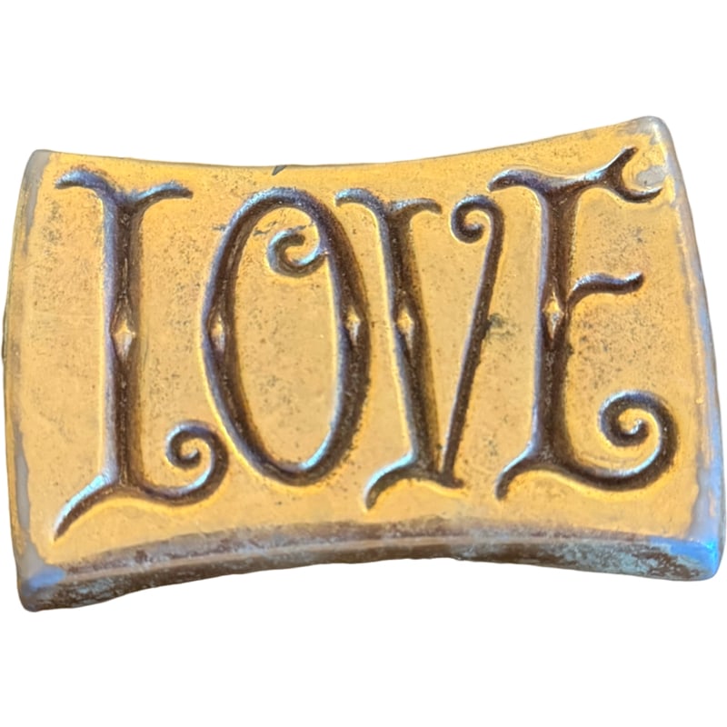 Vintage Brass LOVE HATE Paperweight: Vintage Brass LOVE HATE Paperweight Measurements: 3.5" x 2.25" **IN HOUSE SHIPPING within the United States