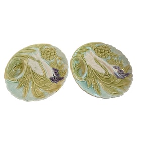 Two Orchies Majolica Asparagus Plates