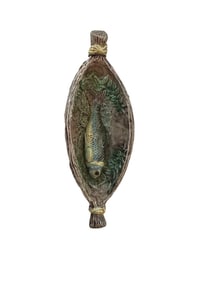 19th Century Majolica Palissy Wicker Boat with a Fish