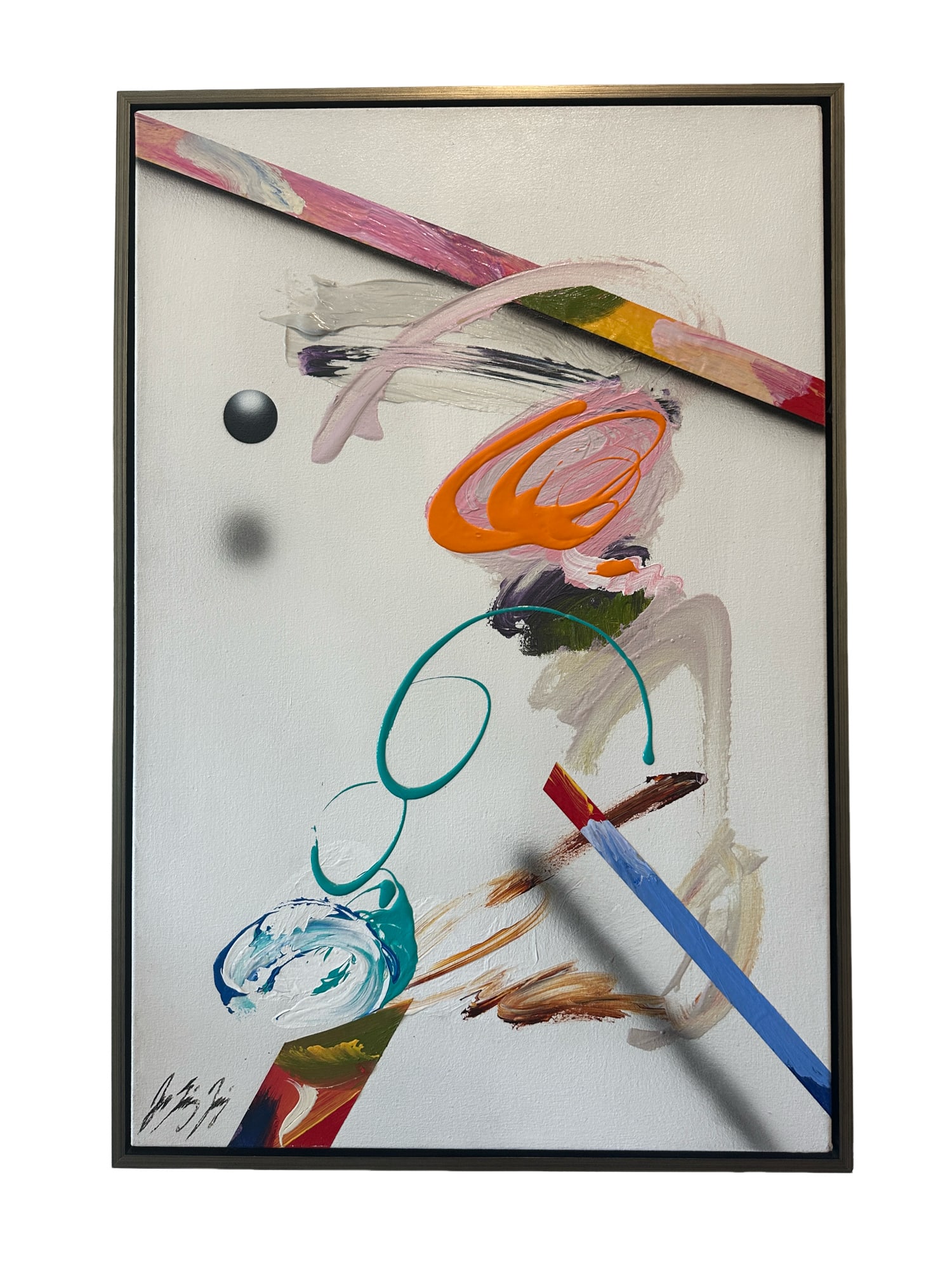 Juan Sanchez Juarez Mixed Media on Canvas: Juan Sanchez Juarez Mixed Media on Canvas. Beautifully framed in deep set floater frame Measurements: 37” x 25” **OUT OF HOUSE SHIPPING on this lot, we recommend Pak Mail 843-849-0310 info