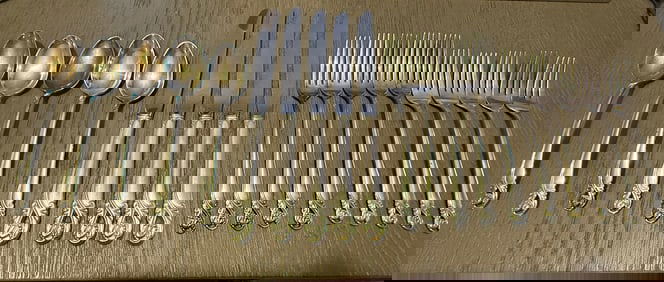 International Sterling Company Sterling Silverware Flatware Service - Spring Glory Pattern