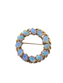 14K Opals Circle Pin Brooch