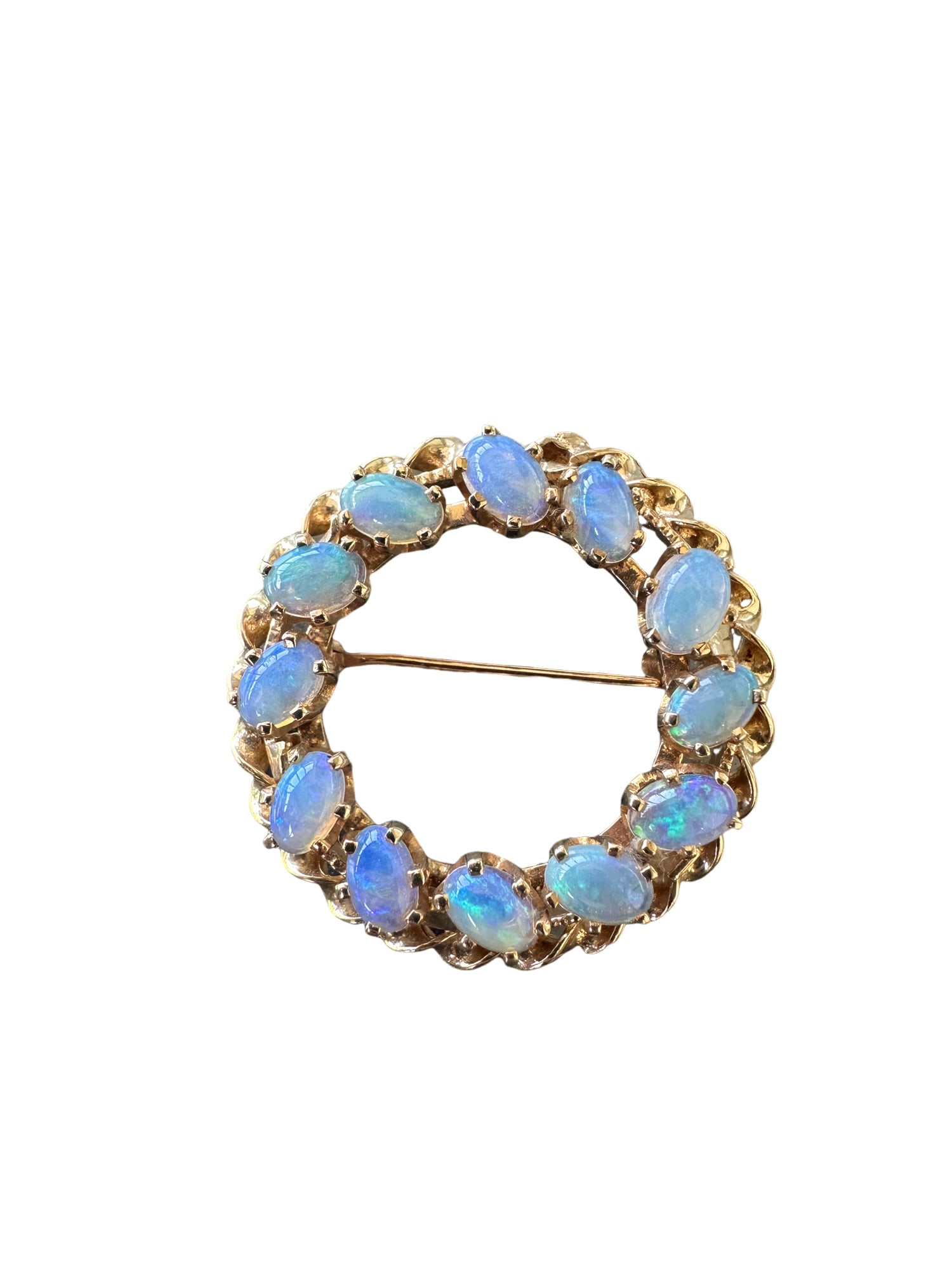 14K Opals Circle Pin Brooch (1 of 6)