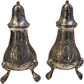 Antique Schofield Sterling Silver Salt and Pepper Shakers - Elizabeth Tudor Hammered