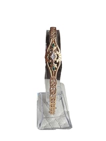 Vintage Art Deco 10K gold Dimond and synthetic green stone bracelet