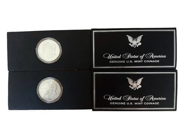 Two 1921 Morgan Silver Dollars - US Mint Coinage