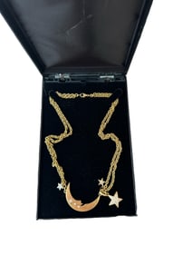 18K Italian moon and star necklace