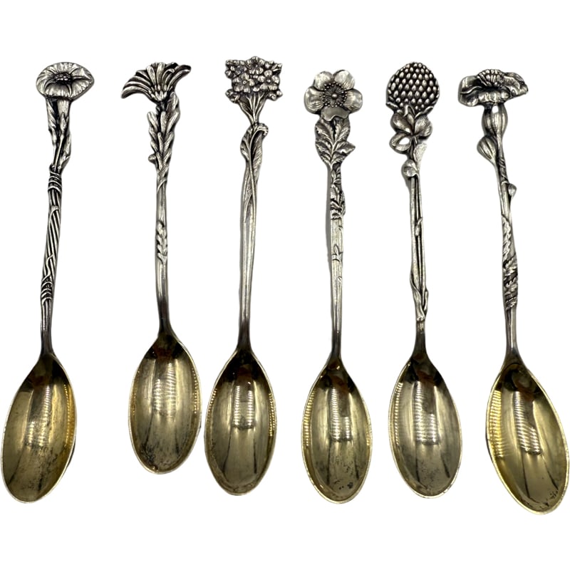 6 Tiffany and Co Sterling Silver Floral Demitasse Spoons Coffee Spoons (1 of 4)