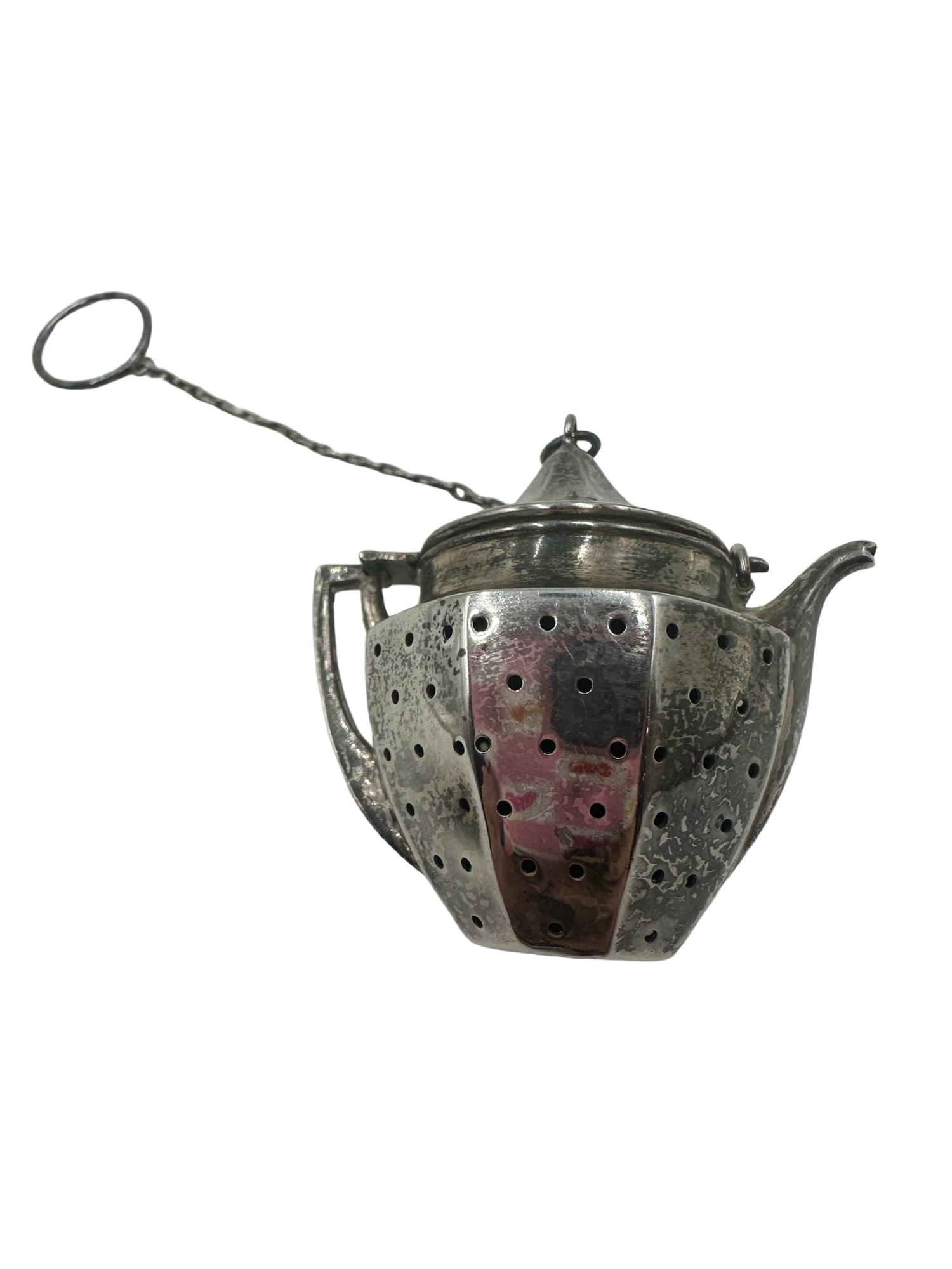 STERLING SILVER TEAPOT TEA STRAINER/ INFUSER MINATURE (1 of 8)
