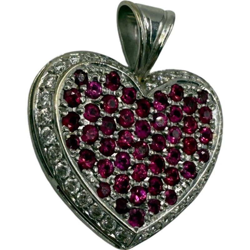 18K Heart Pendant with Rubies and Diamonds (1 of 5)