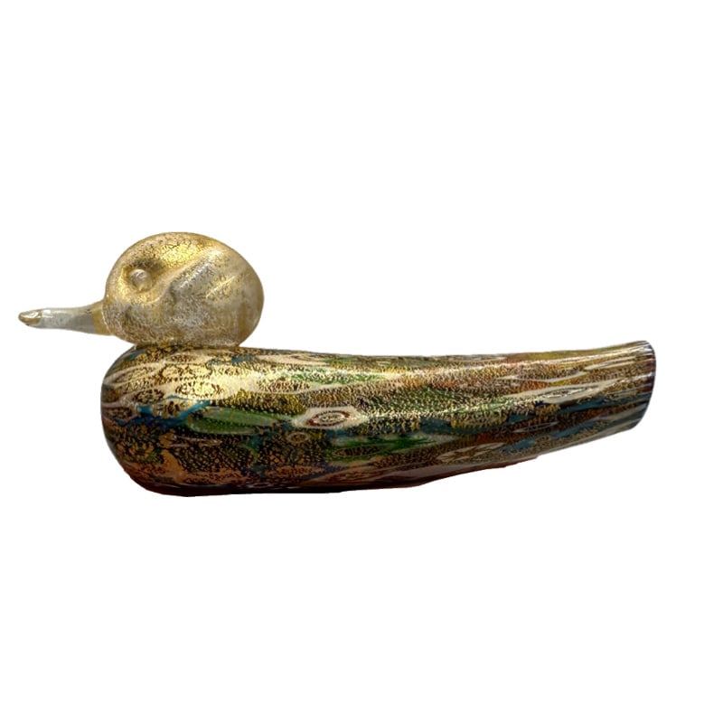 Murano Glass Bucella Cristalli Gold Millefiori Duck: Stunning array of colors! Murano Glass Bucella Cristalli Gold Millefiori Duck 2”H x 4.75”L **IN HOUSE SHIPPING WITHIN UNITED STATES