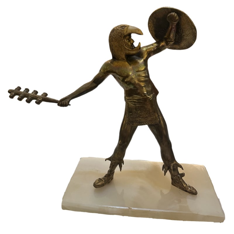 Vintage Bronze Aztec Warrior Statue on Marble Base (1 of 4)