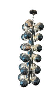Vintage mid century modern Robert Sonneman Chrome Ball Globe Molecule hanging light: Vintage mid century modern Robert Sonneman Chrome Ball Globe Molecule hanging light fixture 36 1/2&rdquo;H cir 12&rdquo; chain 5 1:2&rdquo; **OUT OF HOUSE SHIPPING on this lot, we recommend Pak Mail 8