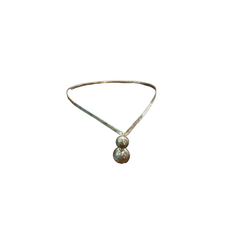Vintage Modernist Sterling Silver Collar Necklace with Two Balls (1 of 4)