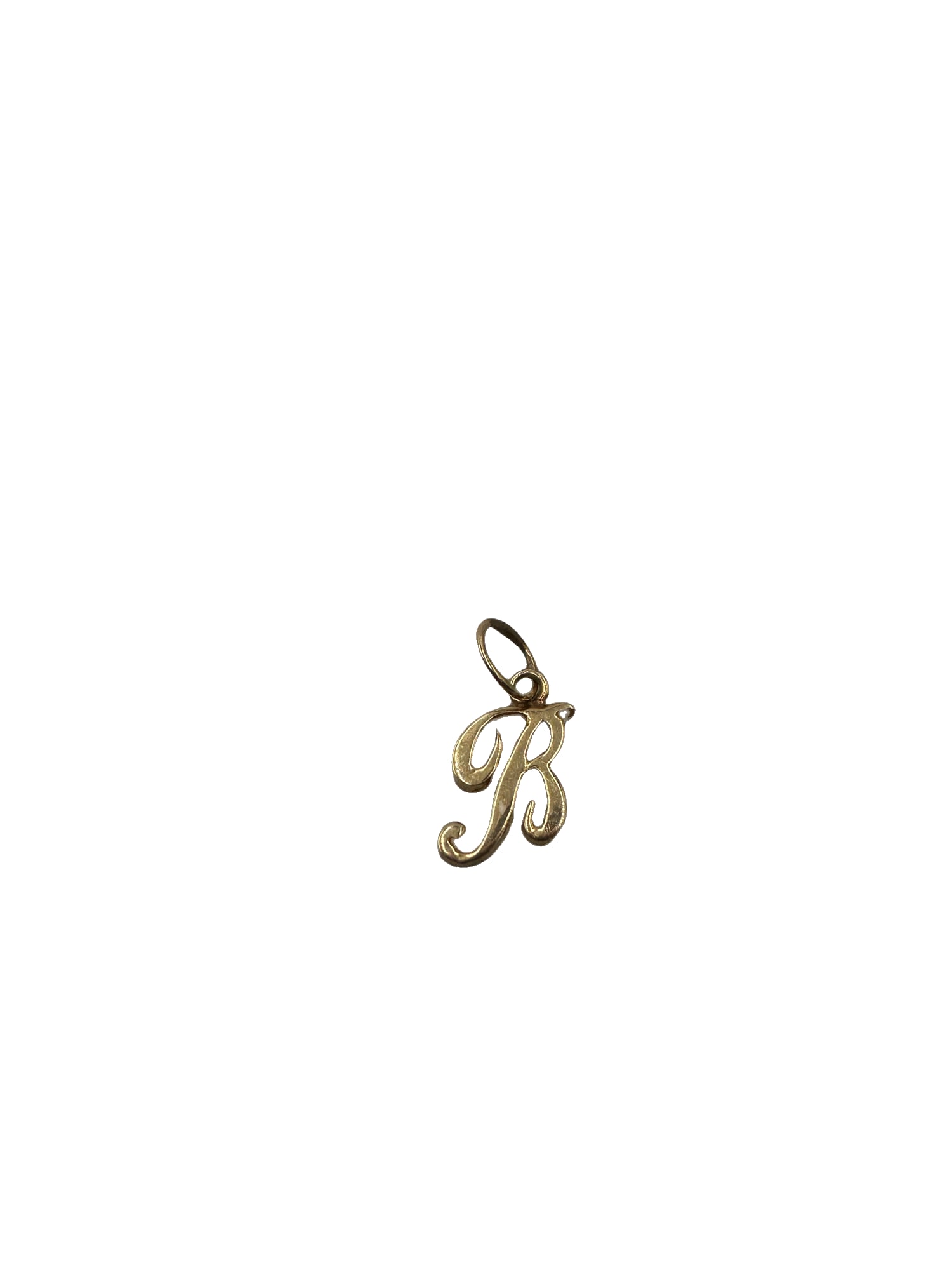 14K Yellow Gold Initial Letter Alphabet Charm Cursive B or R (1 of 4)