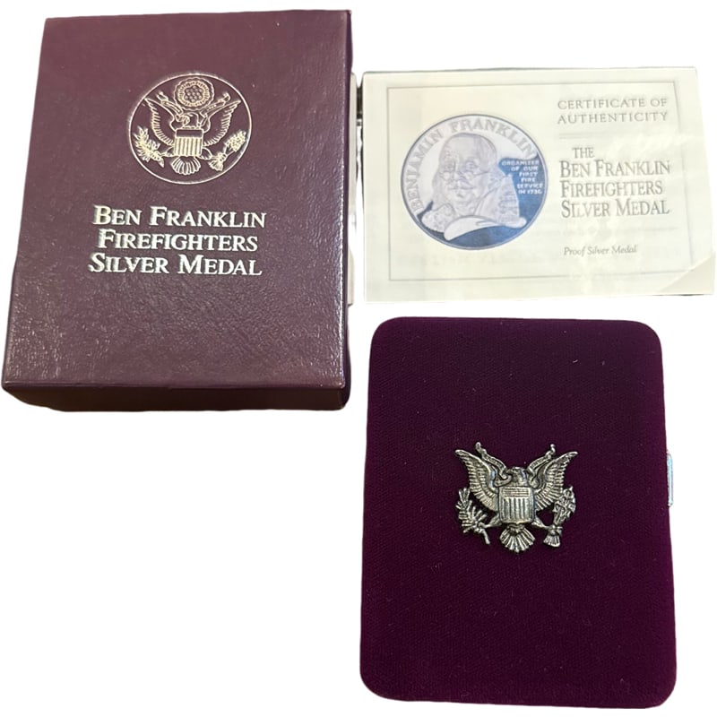 Ben Franklin Firefighters Silver Medal Coin: Ben Franklin Firefighters Silver Medal Coin **IN HOUSE SHIPPING WITHIN UNITED STATES