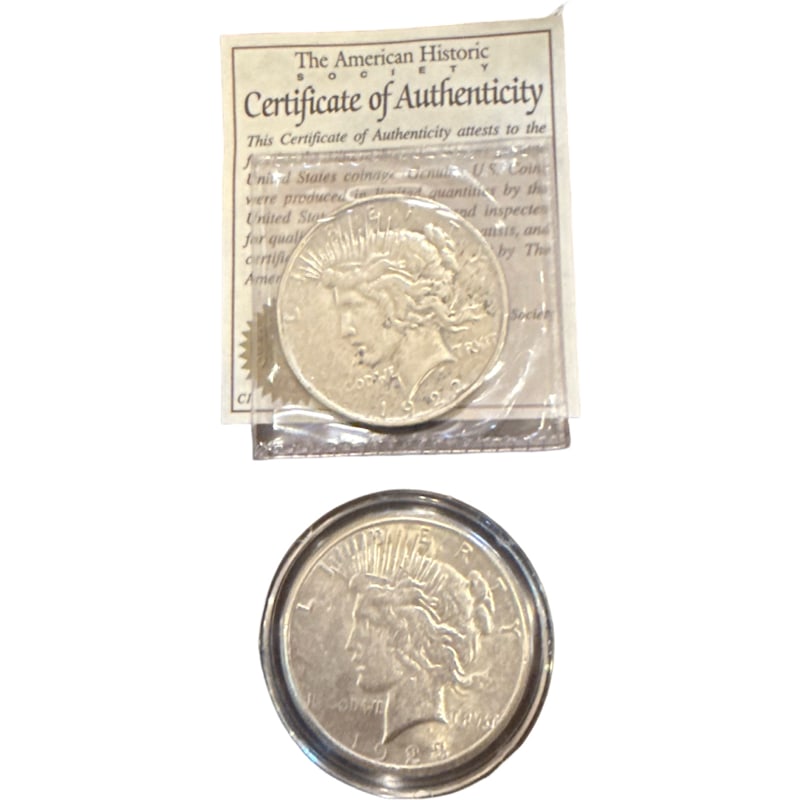Lot of Two Peace Silver Dollar Coins - 1922 and 1923 (1 of 3)